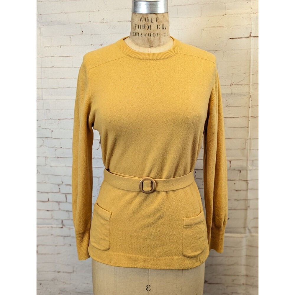 Vintage Dalton Bullocks Womens Sweater Medium M 100% Virgin Cashmere Mustard Ylw